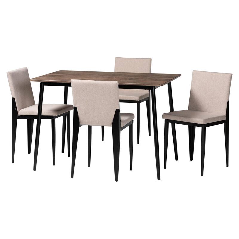 Bishop Industrial Fabric and Metal 5-Piece Dining Set - Beige