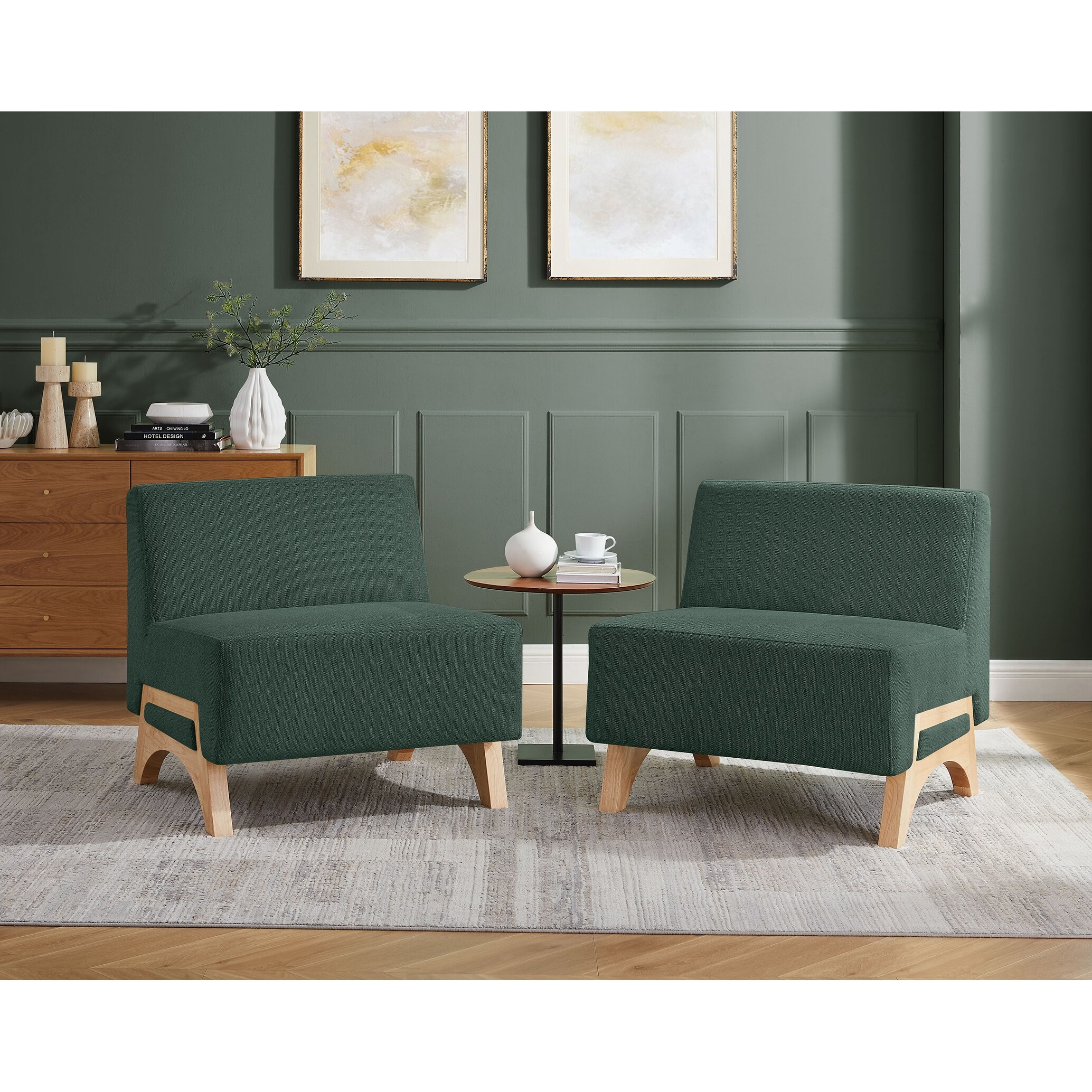 VANOMi 29.52 Wide Upholstered Slipper Chair Accent Chair with Solid Rubberwood Legs Set of 2 Bed Bath Beyond 40757773