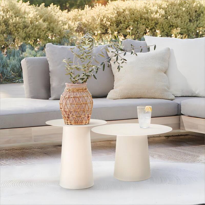 CraftHome Outdoor Modern and Elegant Single Round Coffee Table with Sturdy Iron Base