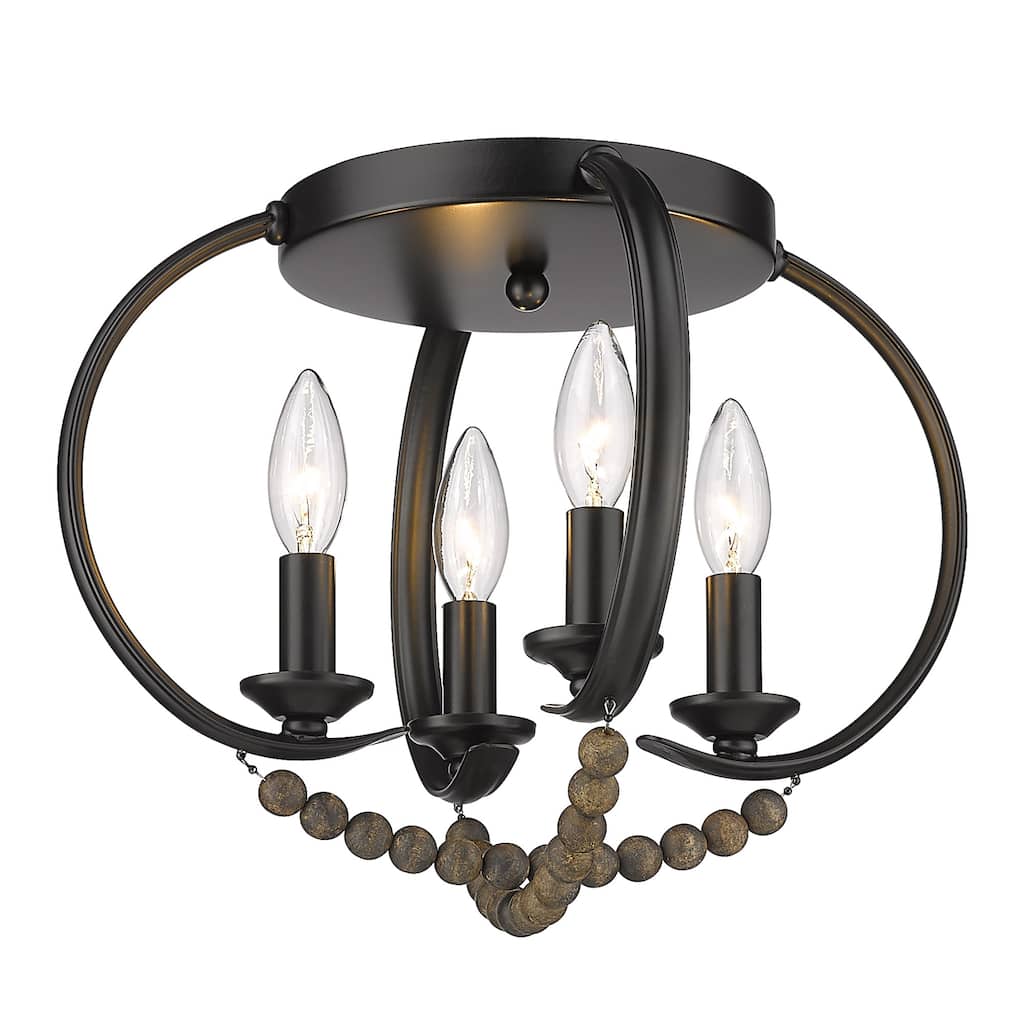 Golden Lighting Flori 4-light Flush Mount in Matte Black