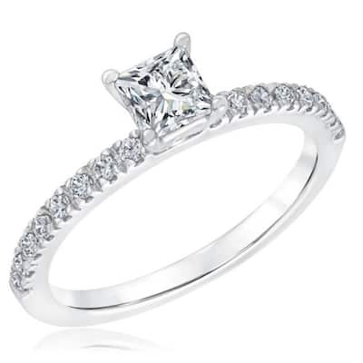 1 Ct Princess Cut Diamond Engagement Ring White Gold Lab Grown
