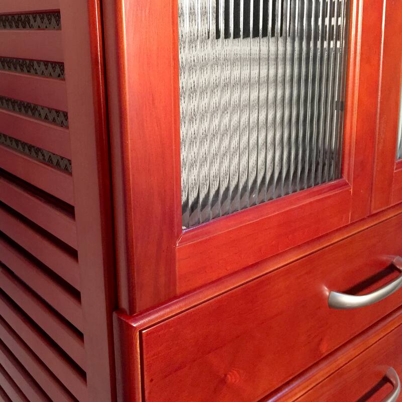 John Louis Home Solid Wood Walk-In Closet System with 4 Drawers and Doors Red Mahogany