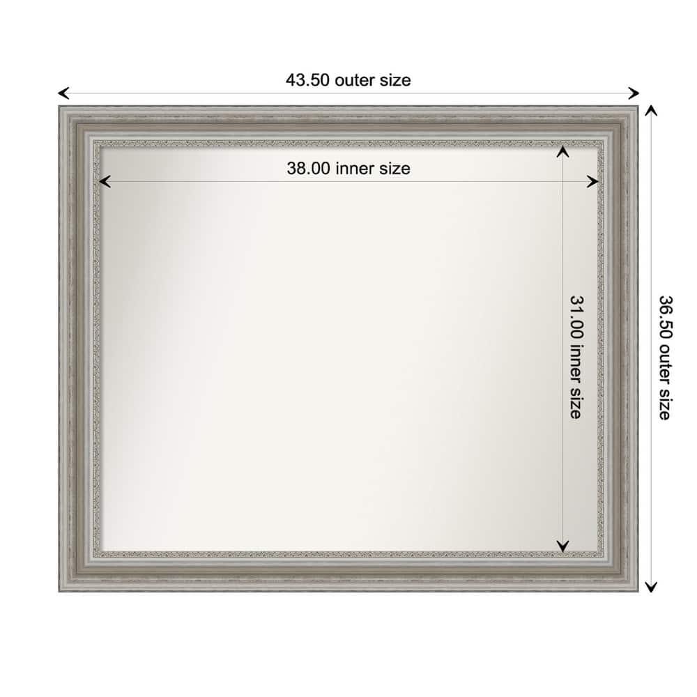 Parlor Silver Framed Non-Beveled Custom Wall Mirror, Bathroom Vanity Mirror