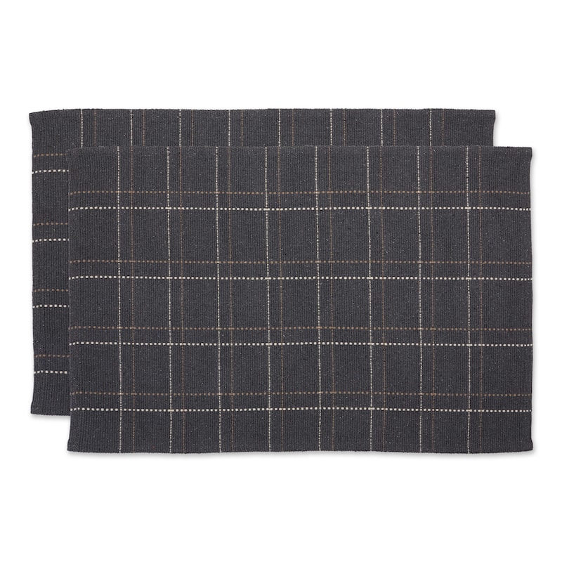DII French Blue Variegated Plaid Recycled Yarn Rug (Set of 2) - Big - Mineral
