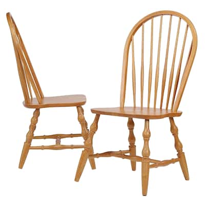 Distressed Wooden Side Chairs - 41 " - Light Brown - Set of 2