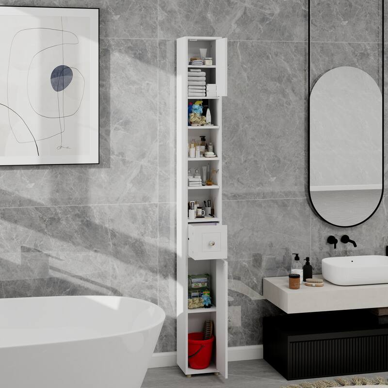 Elegant Storage Cabinet with 2 Doors and 4 Adjustable Shelves Vanity Cabinet Clothes Cabinet Dressing Cabinet for Bathroom