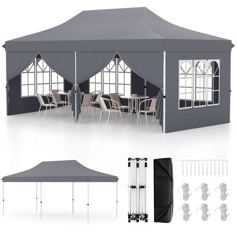 Costway 10 x 20FT Pop up Canopy Outdoor Canopy Tent with 6 Sidewalls - See Details