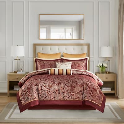 Madison Park Aubrey 12 Piece Comforter Set with Cotton Bed Sheets