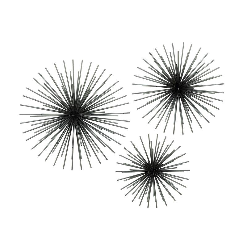 CosmoLiving by Cosmopolitan Metal 3D Starburst Wall Decor (Set of 3) - Silver, Gold, Black, Copper