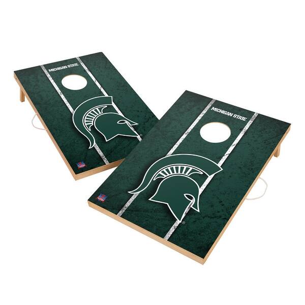slide 2 of 6, Vintage Michigan State Spartans 2x4 Tailgate Cornhole Boards Include Carrying Case