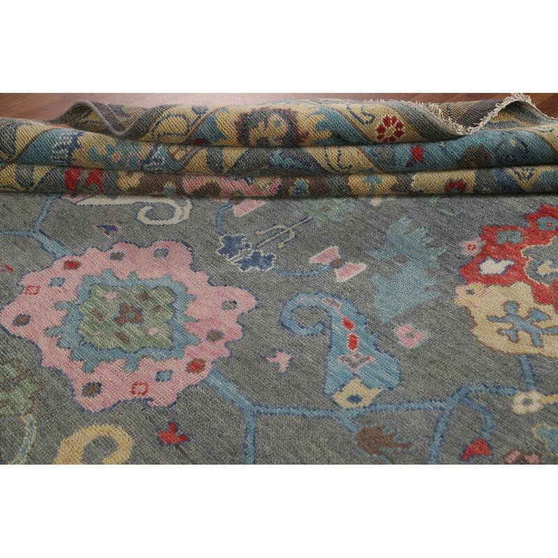 Gray & Blue Oushak Oriental Area Rug Handmade Wool Carpet - 8'11"x 11'8"