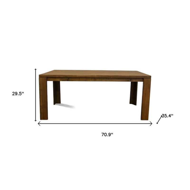 HomeRoots 71" Walnut Solid Wood Dining Table - 70.90 in. x 29.50 in. x 35.40 in.