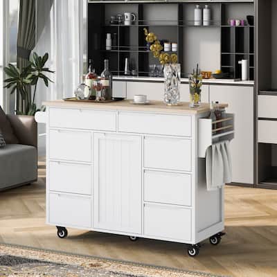 53 in. W Kitchen Island with Countertop and Drawers - N/A