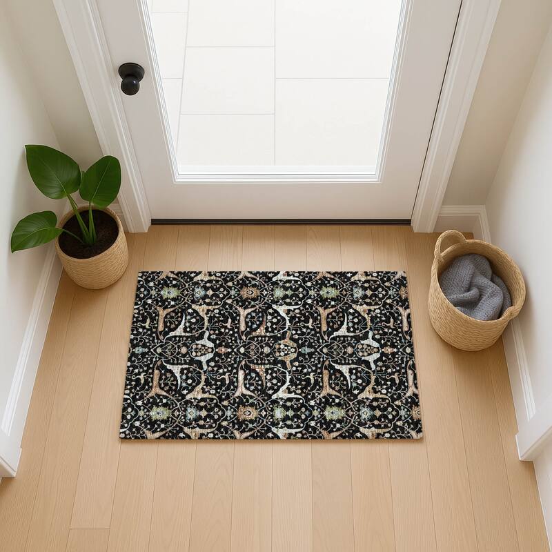 Machine Washable Indoor/ Outdoor Traditional Persian Chantille Rug