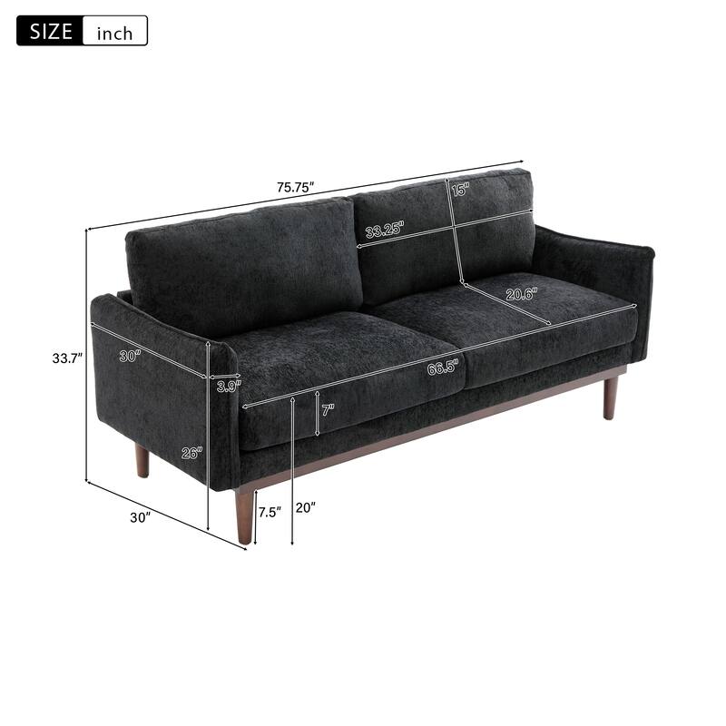 Modern Style Loveseat Sofa 75.75" Sofa Couch 2-seater Sofa with Spacious Seating Area for Living Room