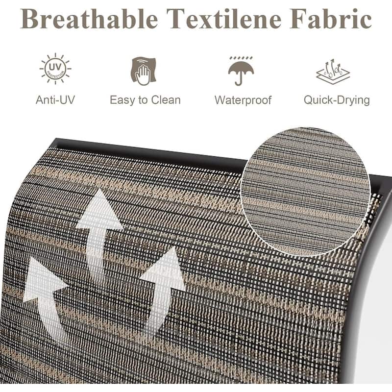 Kullavik Textilene Patio Swivel Dining Chairs Set, Ergonomic Rotating Dining Chairs