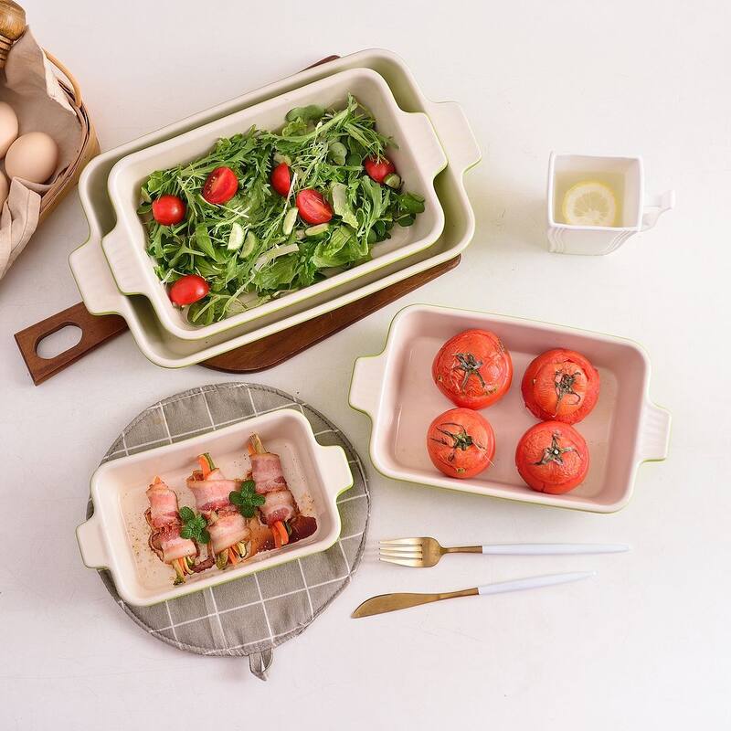 MALACASA Series Bake.Bake, Rectangle Porcelain Bakeware Set