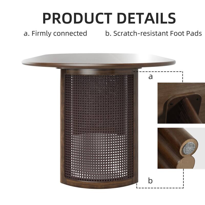 79"L×33.5"W Oval Wood Dining Table Double Pedestal Kitchen Table