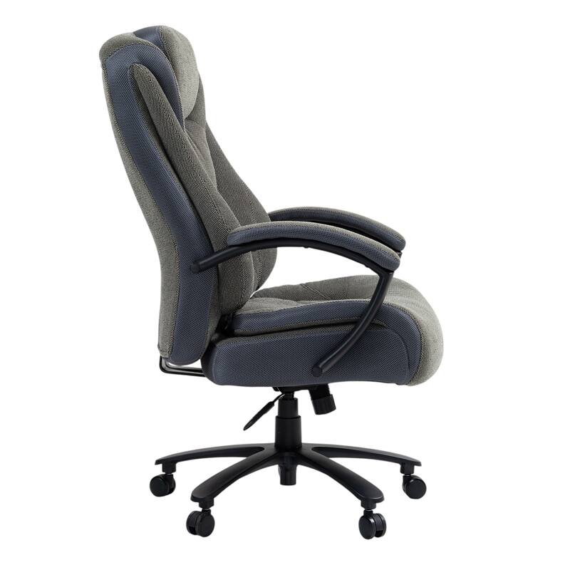 Set of Two Gray and Black Adjustable Height Swivel Rolling Executive Office Chairs