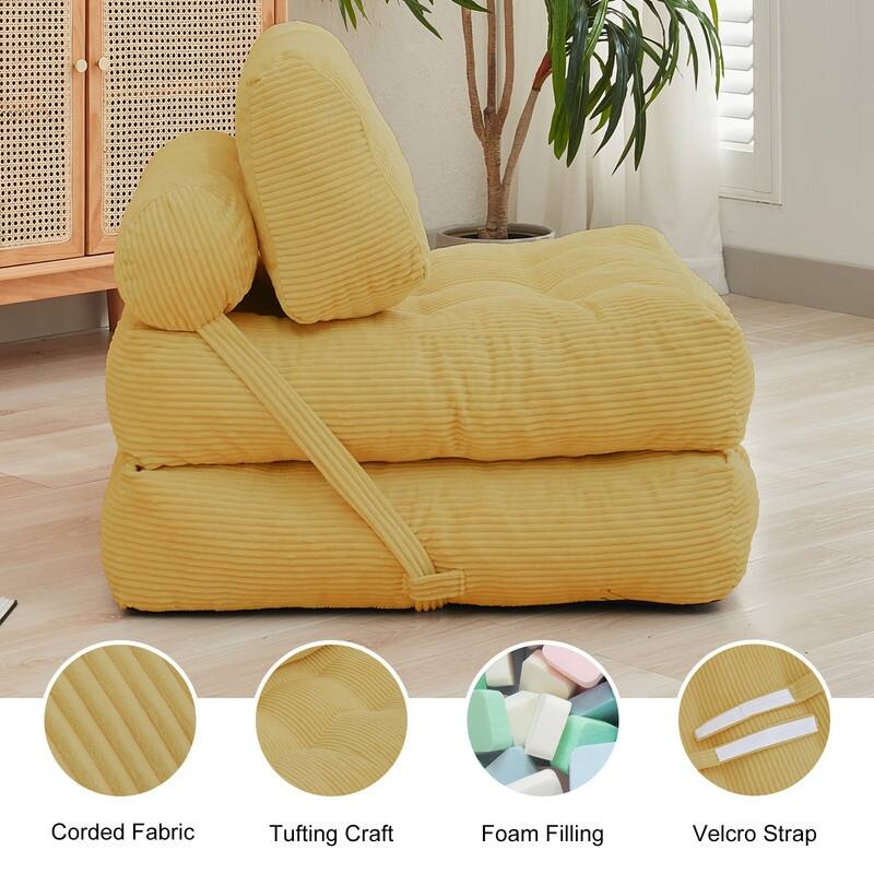 Mixoy W32''/W50'' Corded Velvet Fabric Folding Floor Lazy Futon Sofa Bed