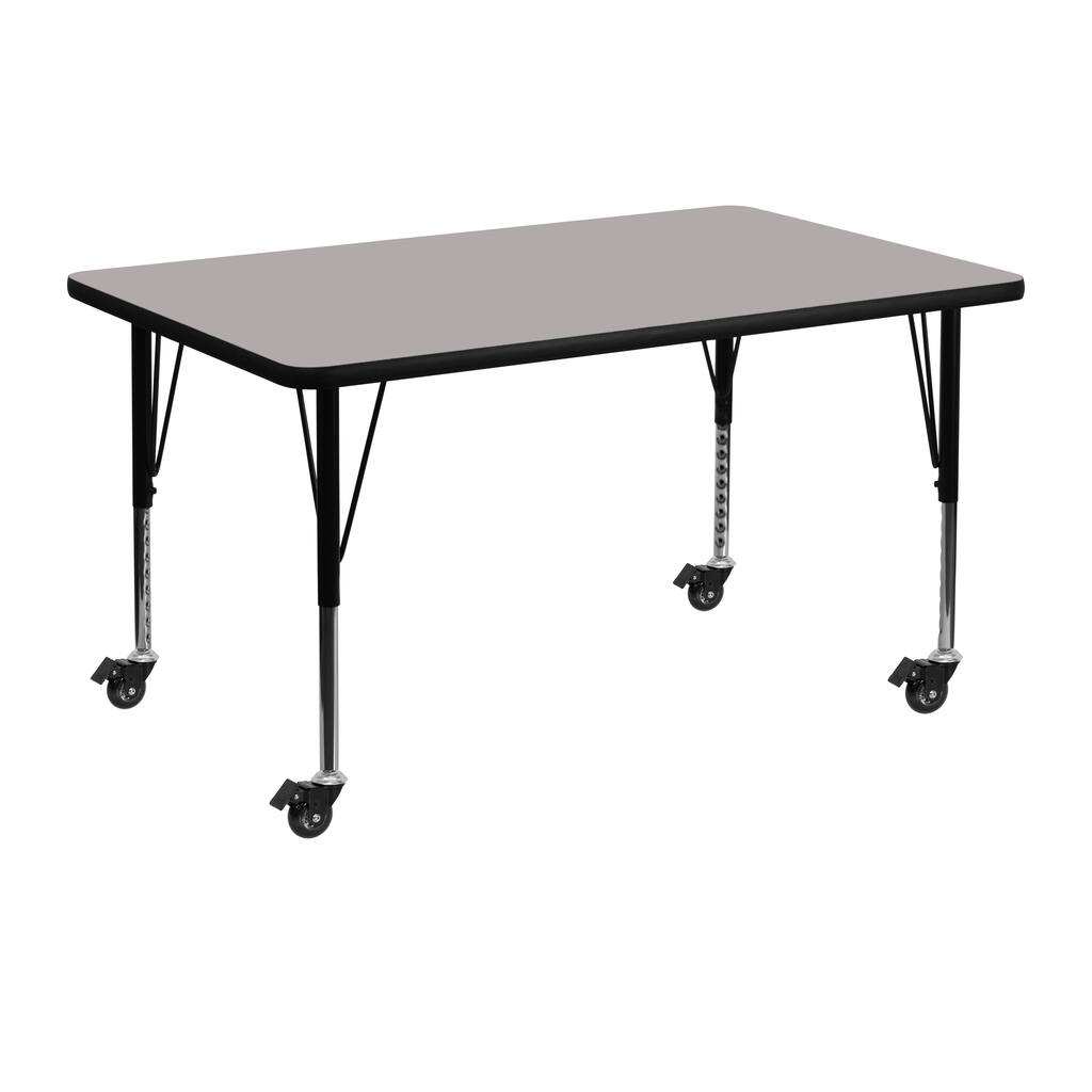 Mobile 30"W x 48"L Rectangular HP Laminate Adjustable Activity Table