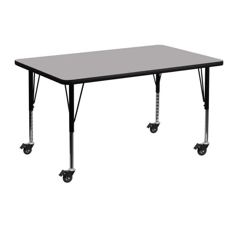 Mobile 30"W x 48"L Rectangular HP Laminate Adjustable Activity Table