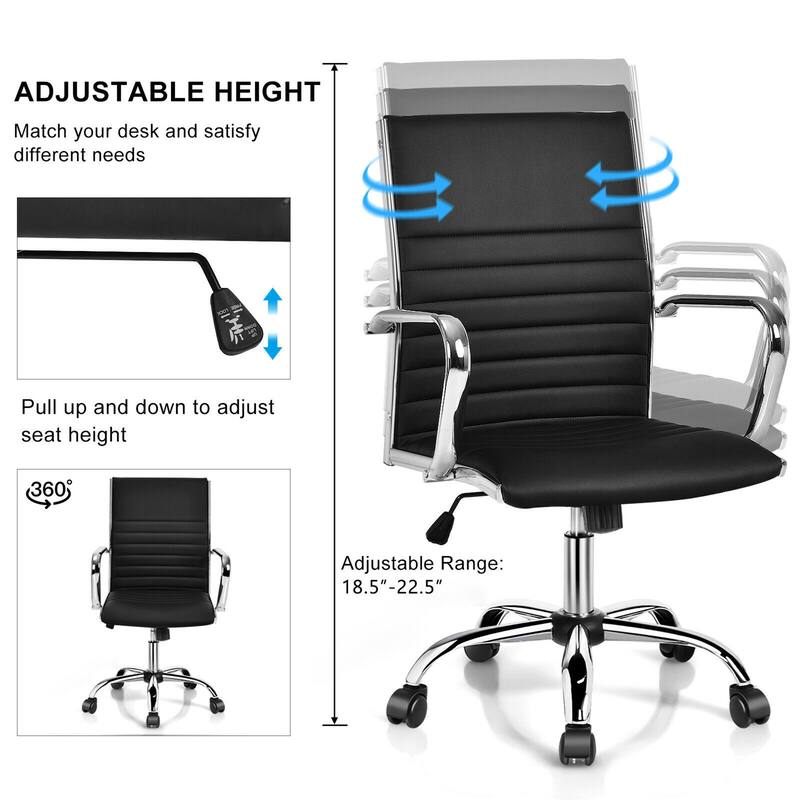 Gymax PU Leather Office Chair High Back Conference Task Chair