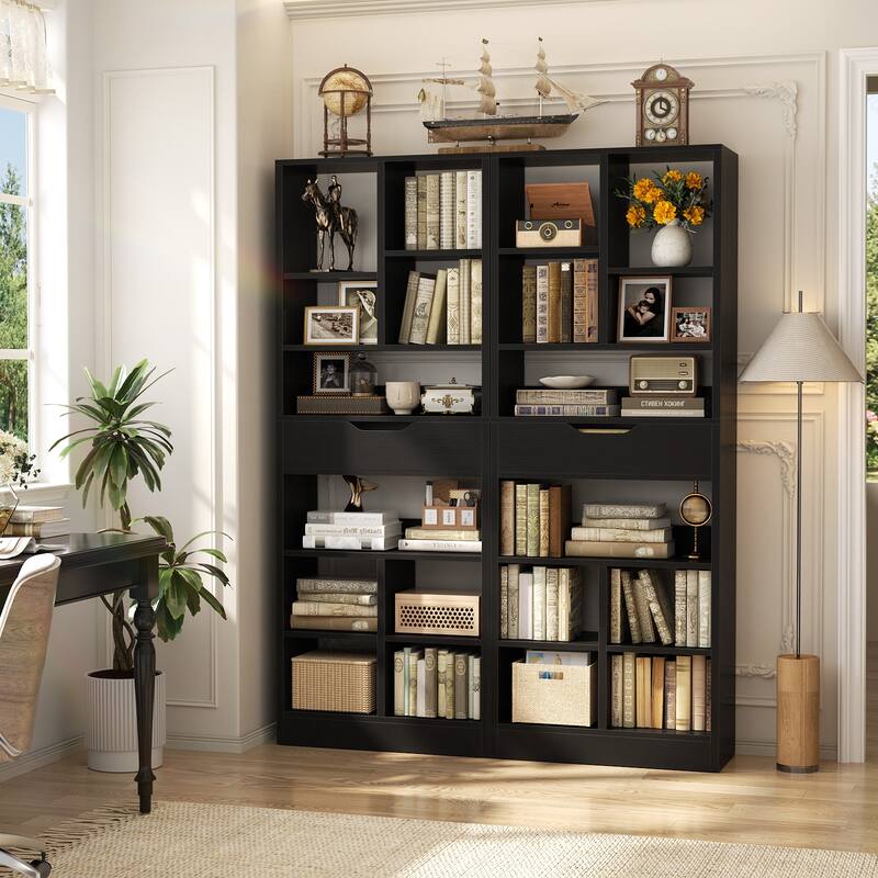 Freestanding 74" Tall Bookcase with Drawer,8-Tier Bookshelf Open Display Shelves for Living Room Home Office, Bedroom