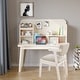 preview thumbnail 2 of 17, Kids Desk with Chair, Student Desk Multi-Tier Organizer, Solid Wood Bookshelf with Drawers White