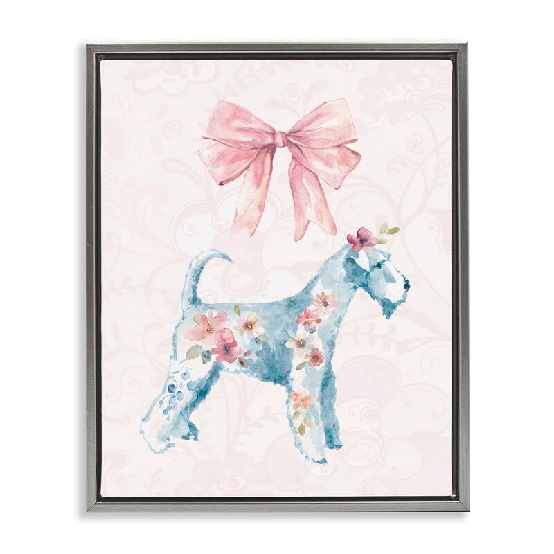 Stupell Pastel Dog Glam Details Framed Floater Canvas Wall Art Design By Carol Robinson - 25 x 31 - Grey