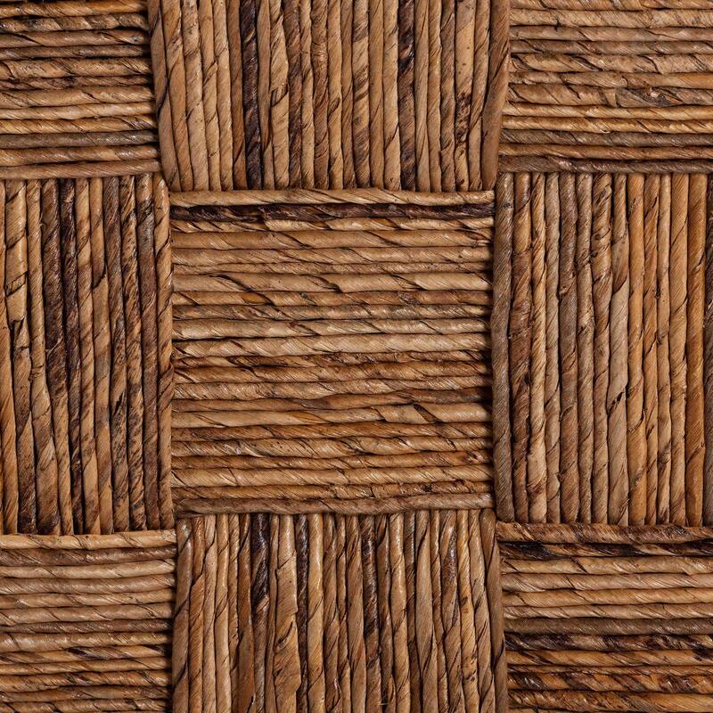 Raniya Seagrass Counter Stool - Solid Mango Wood Frame with Woven Seat and Backrest, Rustic Boho Style Dining Seating, Black