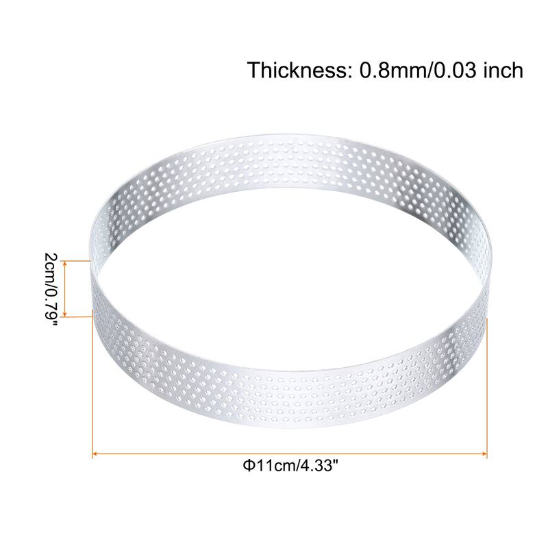 3Pcs Stainless Steel Cake Rings Round Perforated Baking Dessert Cake Ring - 4.3"