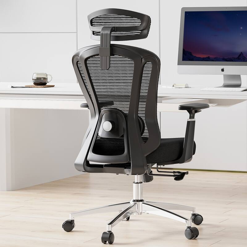 Office Chair Ergonomic Desk Chair, High Back Computer Chair with Wheels, Home Sutdy Chair for Heavy People - Black