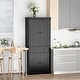 preview thumbnail 1 of 6, HOMCOM 72" Traditional Freestanding Kitchen Pantry Cabinet Cupboard with Doors and 3 Adjustable Shelves, Black