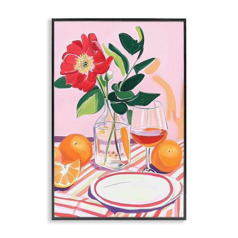 Stupell Pastel Hued Table Setting Framed Giclee Art Design By Andreas Magnusson - 20 x 30 - Black