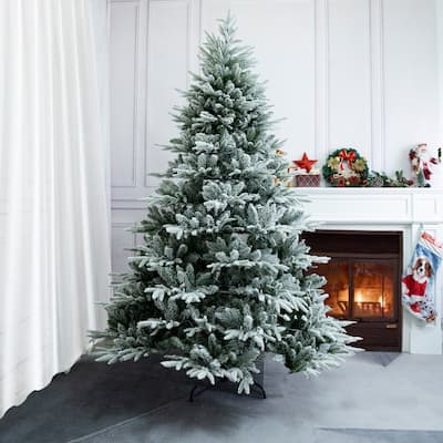 6/7FT Snow Flocked Artificial Christmas Tree for Home Decoration