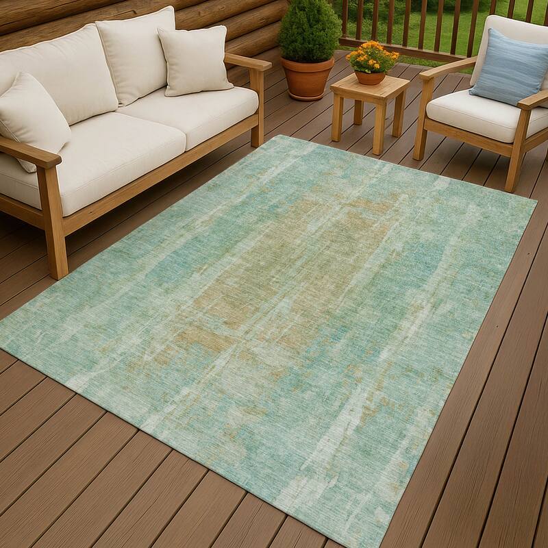 Machine Washable Indoor/ Outdoor Vintage Ombre Chantille Rug