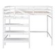 preview thumbnail 11 of 14, Full Size Loft Bed with Built-in Storage Staircase and Hanger for Clothes, White - Solid Pine Wood Frame, Maximized Space
