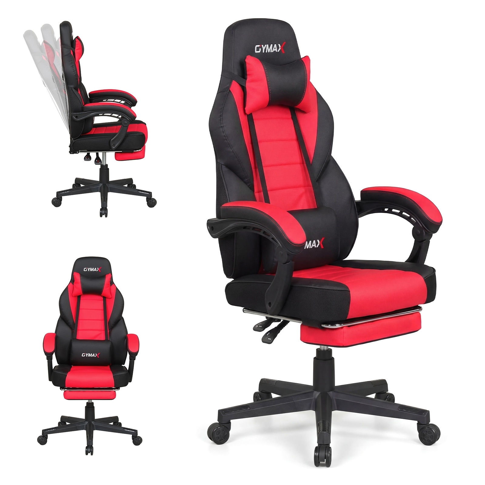Gymax Gaming Chair w/ Headrest Reclining Backrest Lumber Support