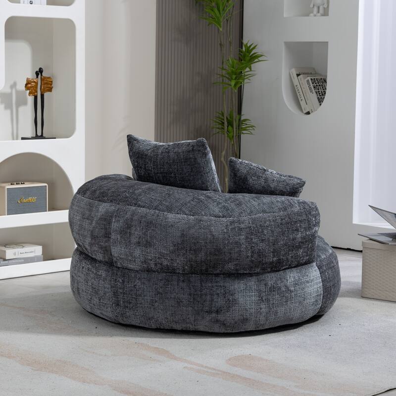 Chenille Lazy Sofa with Pillows