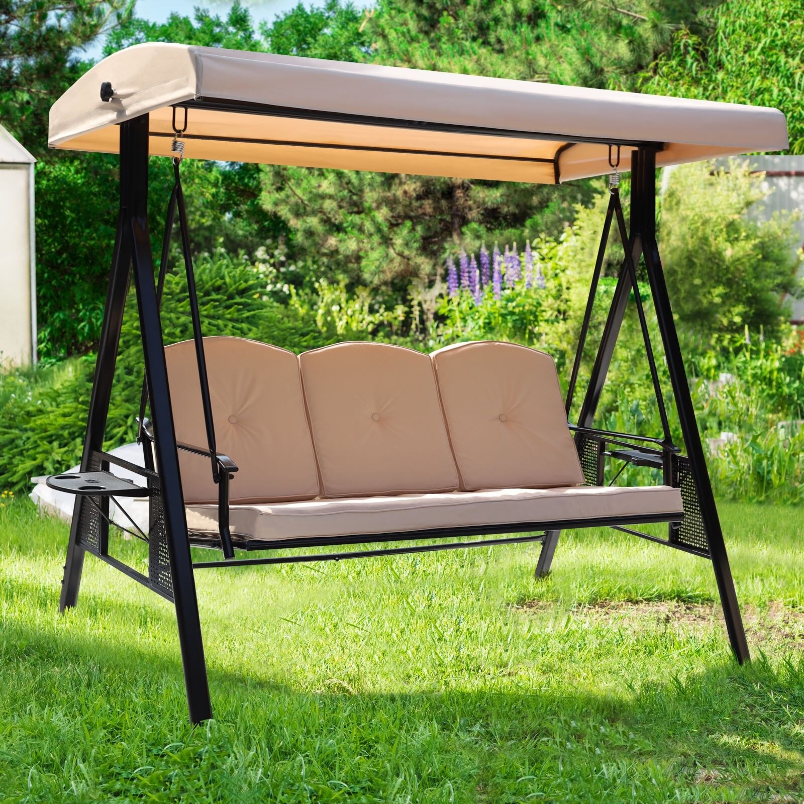 US 2/3 Seats Swing Cover Chair Waterproof Patio Garden Outdoor Hammock Cushion 