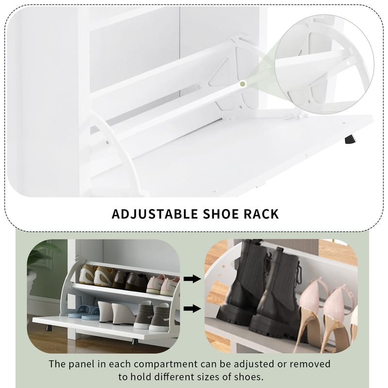 Wood Grain Pattern Top Shoe Storage Solution with Adjustable Panel and ...