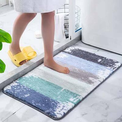 3Pcs Microfiber Striped Bath Rug for Bathroom, Machine Washable - Multi-color