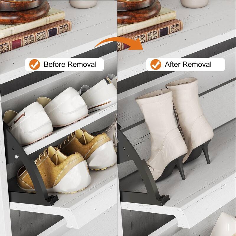 Drawer Wooden Shoe Cabinet with Adjustable Shelves