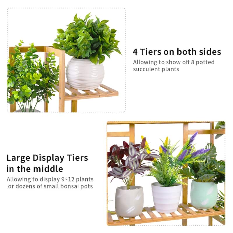 Tiered Bamboo Plant Stand Flower Potted Display Rack Multilayer Storage Holder