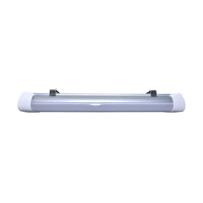 2 Foot 20 Watt LED Tri-Proof Linear Fixture CCT Selectable IP65 and IK08 Rated 0-10V Dimming - White and Gray
