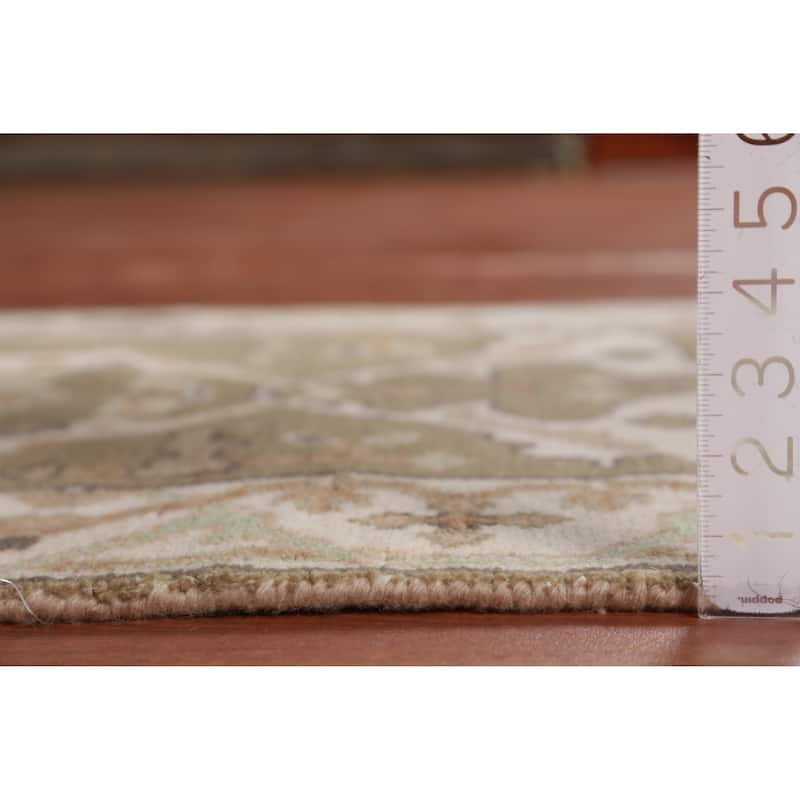 Light Brown Transitional Oushak Runner Rug Handmade Wool Carpet - 2'8" x 7'11"