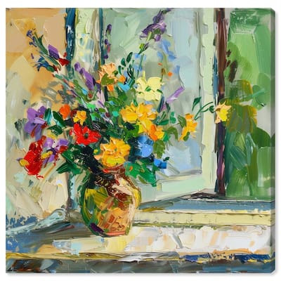 Art Remedy Vase By The Window Gallery Wrapped Impressionism 1 Piece Canvas Wall Art /Monet And Van Gogh Inspired Art