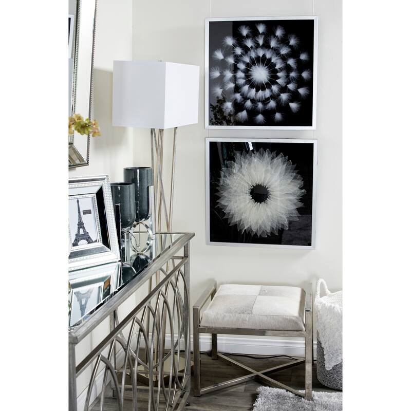 White Polystone Natural Shadow Box Art 24 x 24 x 2 - 24 x 2 x 24