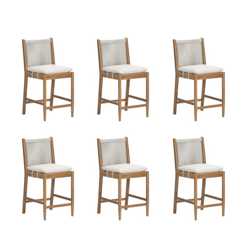 Kayden Outdoor Dining Chair or Bar Stool, Porch Chair with Solid Wood Acacia Wood Frame, Foam Cushion and Woven Rope Backrest
